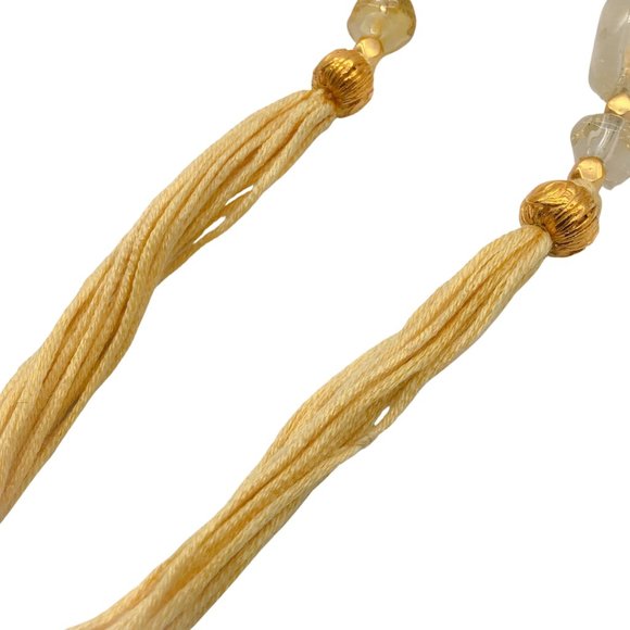 CHANEL VINTAGE 1999 YELLOW RESIN STONE AND GOLD CC LOGO CHARM TASSEL DETAIL BELT main image 8